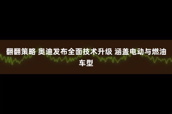 翻翻策略 奥迪发布全面技术升级 涵盖电动与燃油车型